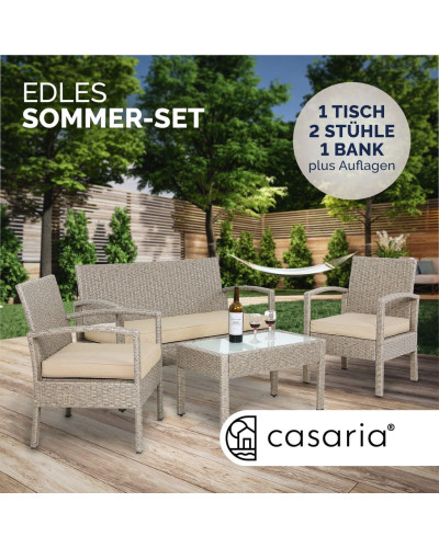 Polyrattan Lounge Set 4-tlg. Gartenmöbel Gruppe Creme
